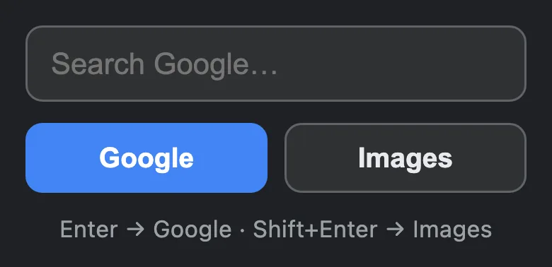 The same popup rendered in dark mode, with a dark grey background and light text